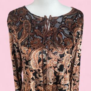 Vintage 90s Velvety Brown and Black Mesh Long Sleeve